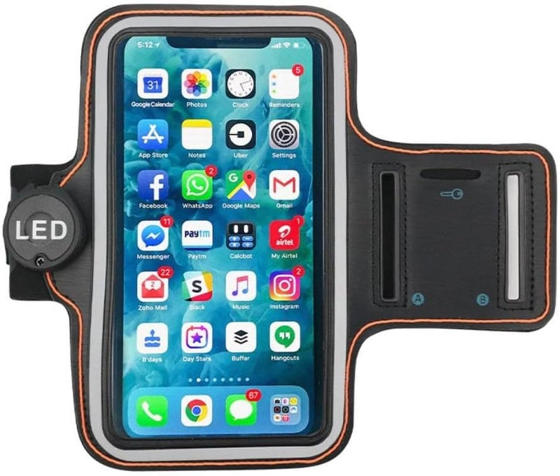 BoxWave Case Compatible with Sony Walkman NW-ZX707 - JogBrite Sports Armband, High Visibility Safety Light LED Runners Armband - Bold Orange - Image 2